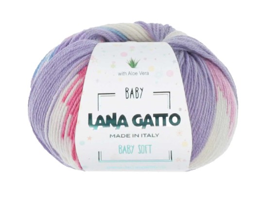 gomitolo di lana “Baby Soft” Stampato con Aloe Vera, Lana Gatto